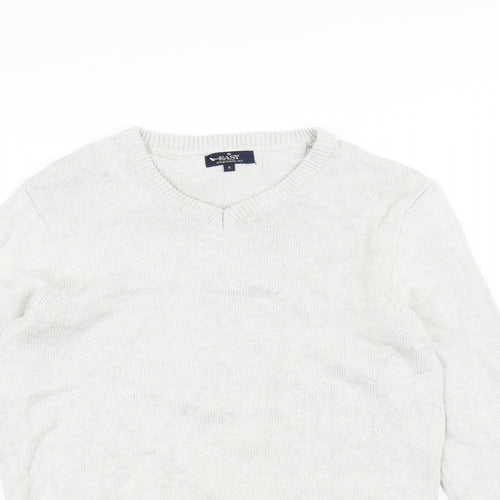 Easy Mens White  Knit Pullover Jumper Size S