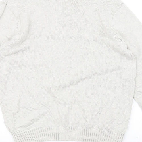 Easy Mens White  Knit Pullover Jumper Size S