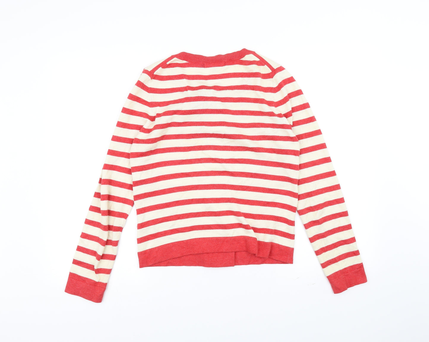 Boden Womens White Striped  Cardigan Jumper Size 12