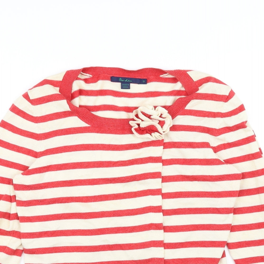 Boden Womens White Striped  Cardigan Jumper Size 12