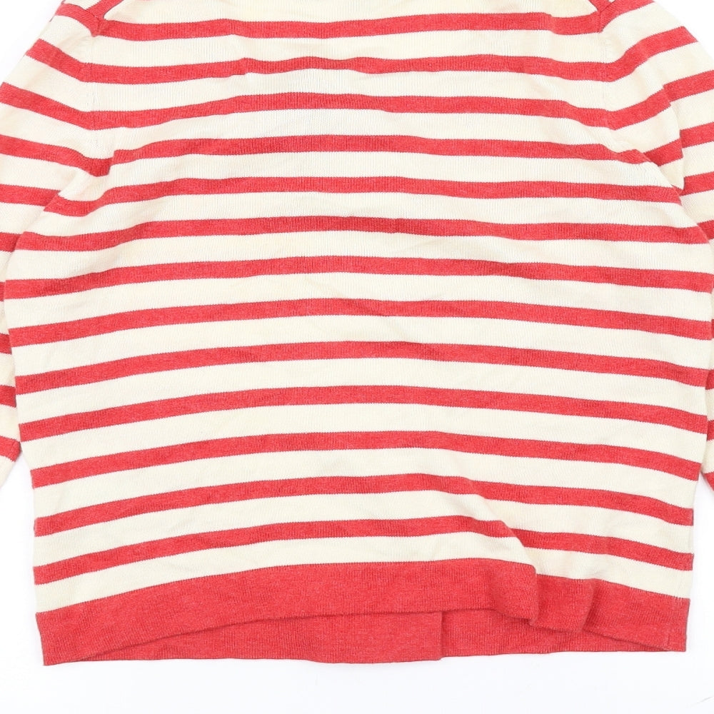 Boden Womens White Striped  Cardigan Jumper Size 12