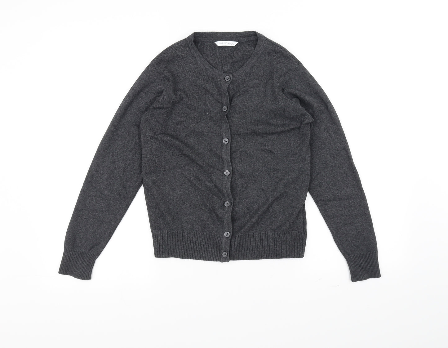 Marks and Spencer Girls Grey   Cardigan Jumper Size 9-10 Years  - School