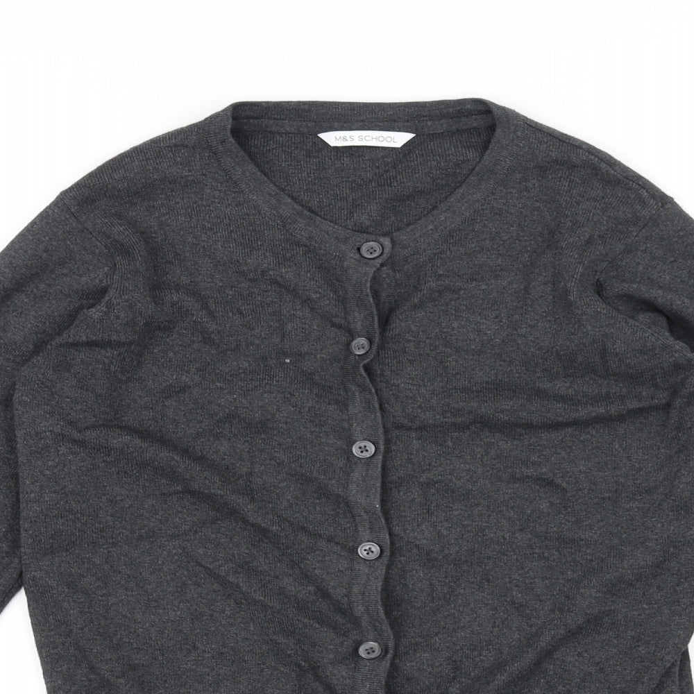 Marks and Spencer Girls Grey   Cardigan Jumper Size 9-10 Years  - School