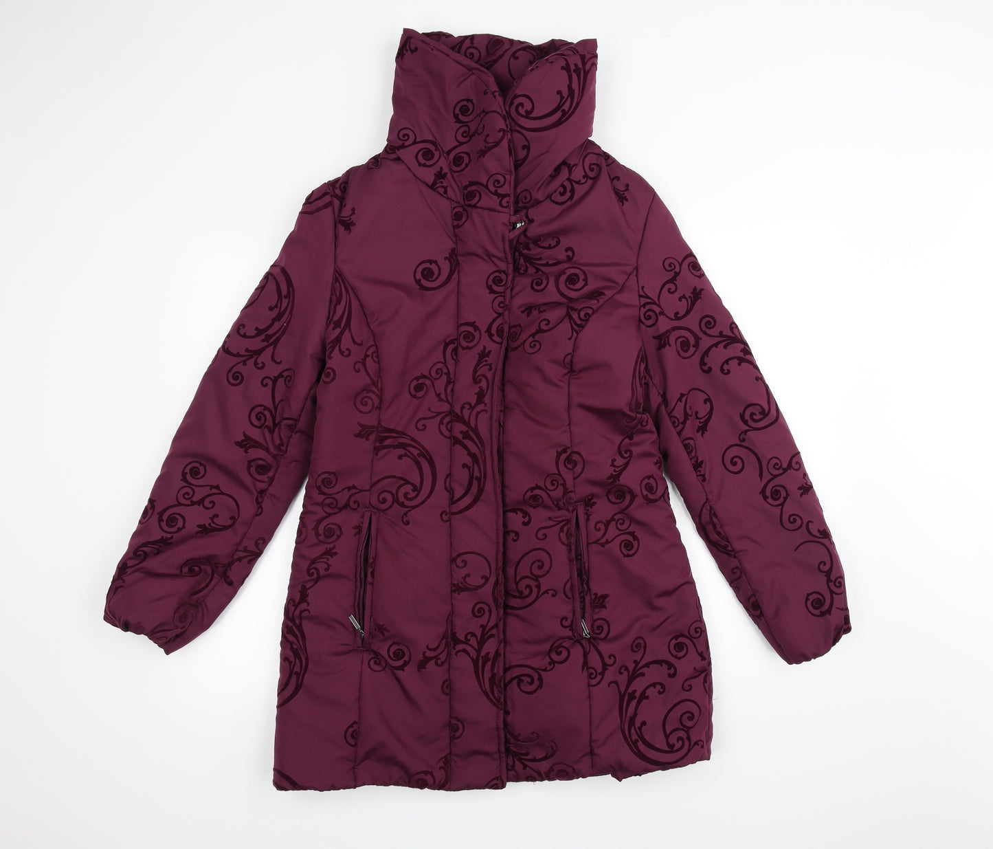 Bonmarché Womens Purple Floral  Overcoat Coat Size 14
