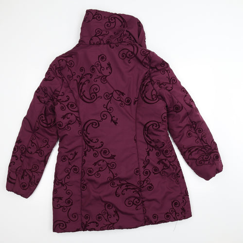 Bonmarché Womens Purple Floral  Overcoat Coat Size 14