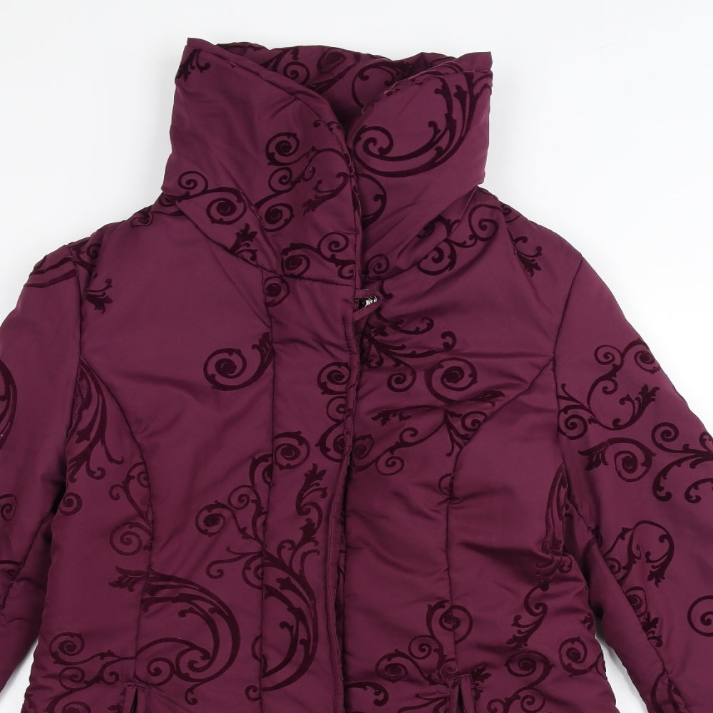 Bonmarché Womens Purple Floral  Overcoat Coat Size 14