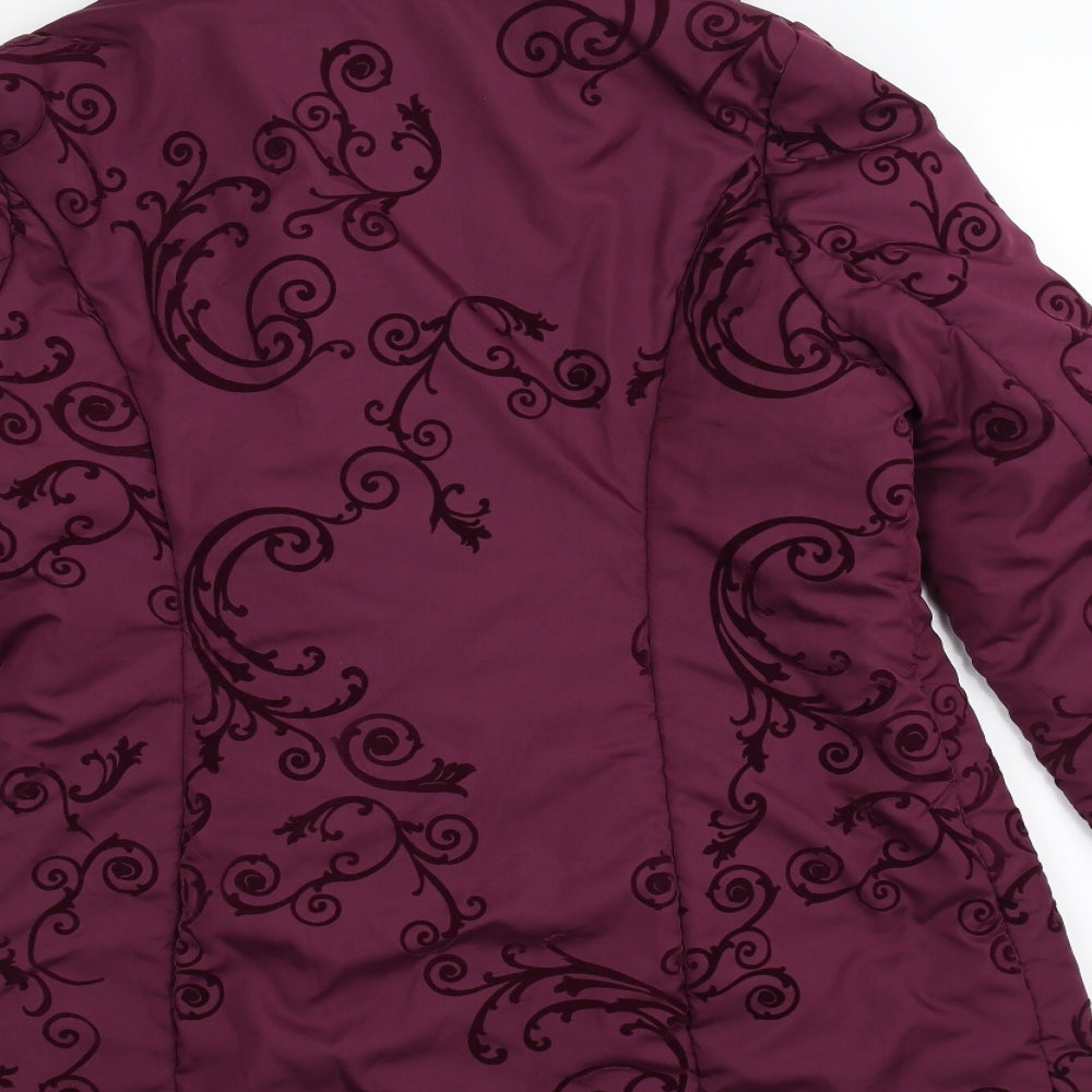 Bonmarché Womens Purple Floral  Overcoat Coat Size 14