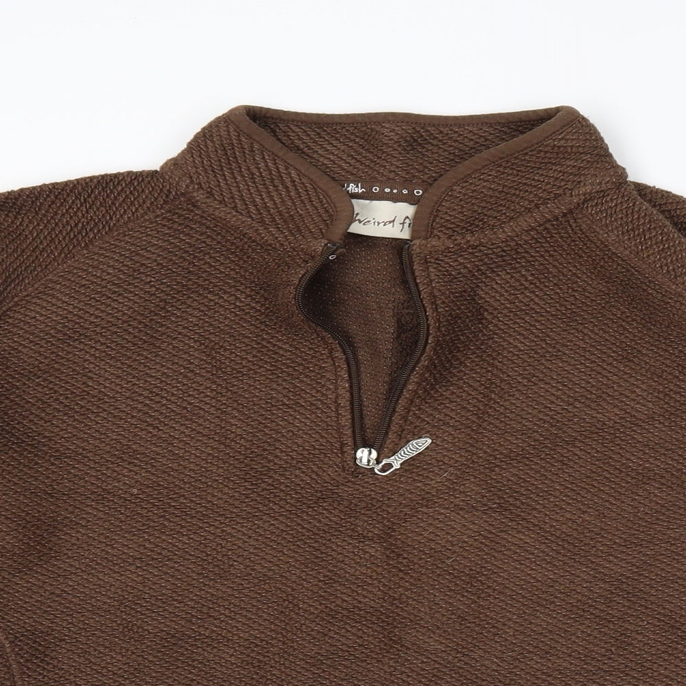 wierd fish Womens Brown   Henley Jumper Size L