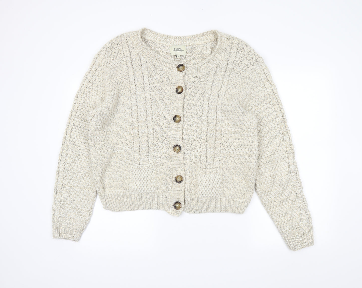 Papaya Womens Beige   Cardigan Jumper Size 16