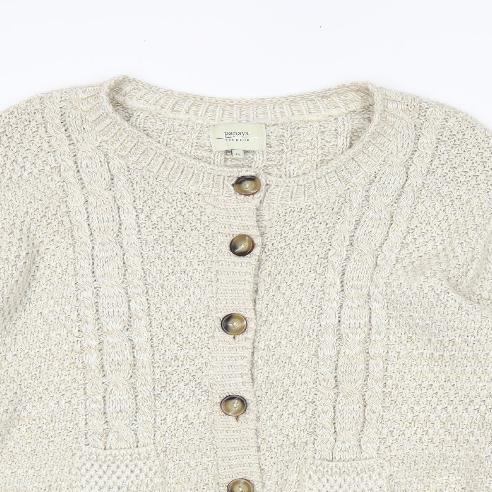 Papaya Womens Beige   Cardigan Jumper Size 16