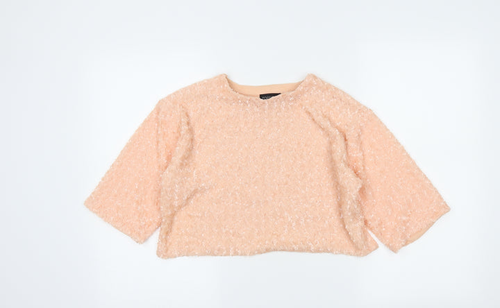 Topshop Womens Pink   Cropped T-Shirt Size 10
