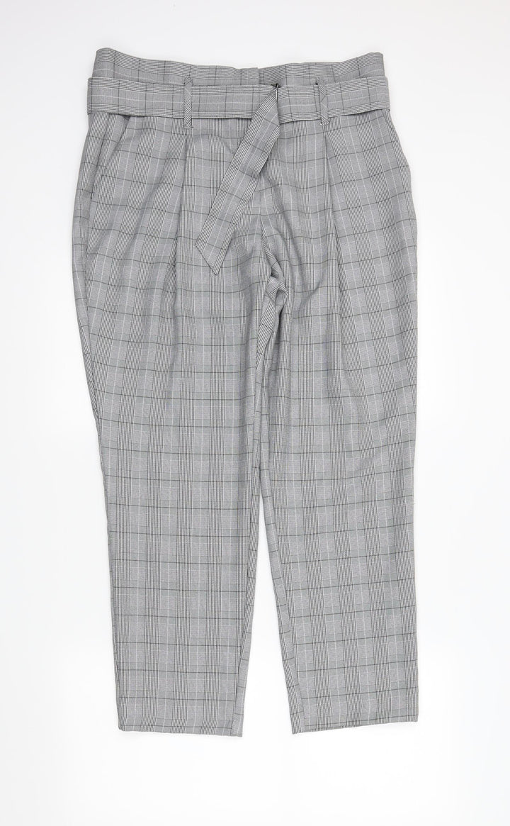 Dorothy Perkins Womens Black Plaid  Trousers  Size 14 L26 in