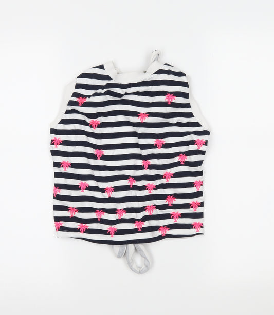 Front view of ASOS women’s blue striped basic tank, size UK 8