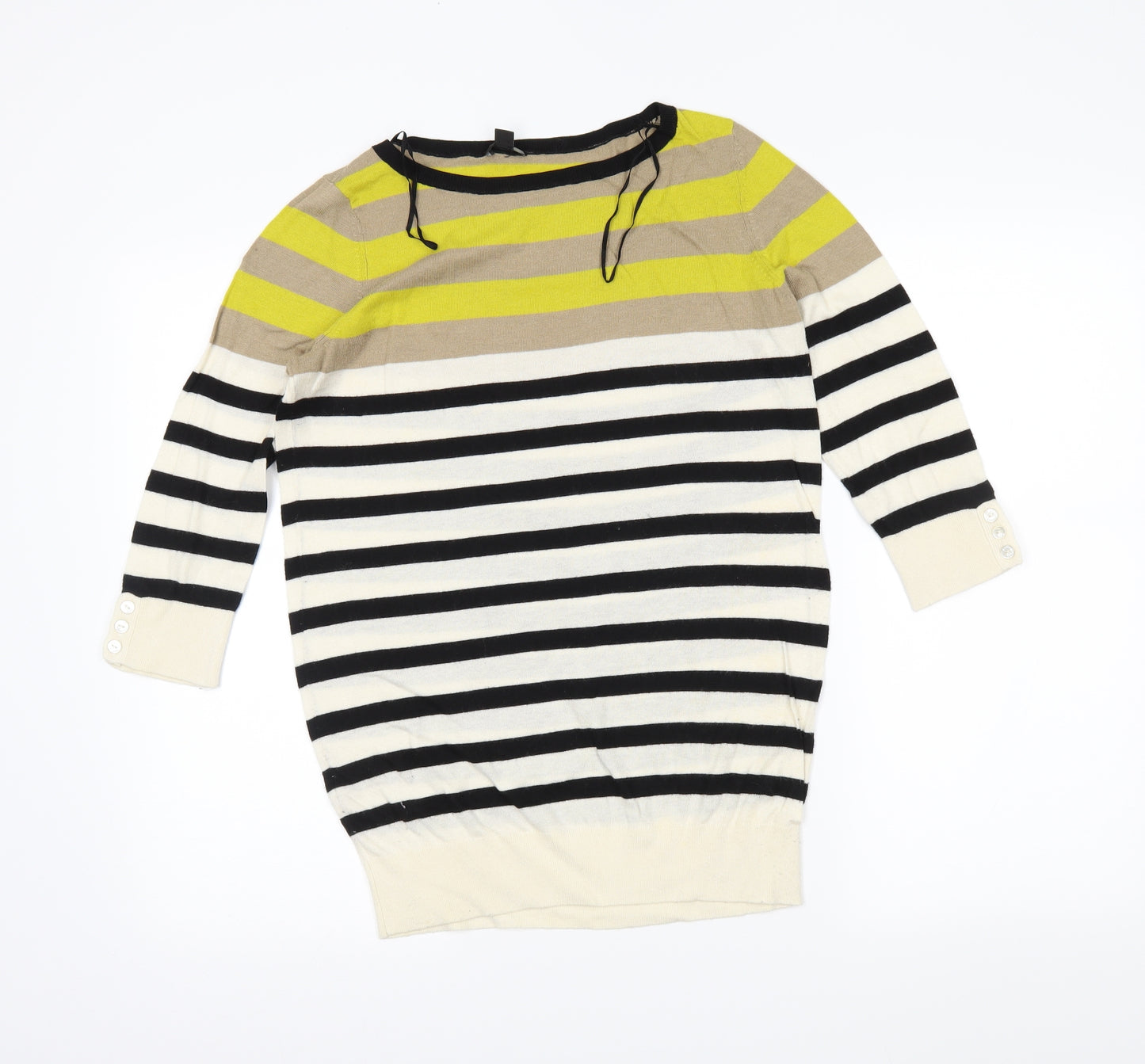 Ann Taylor Womens Black Striped  Pullover Jumper Size M