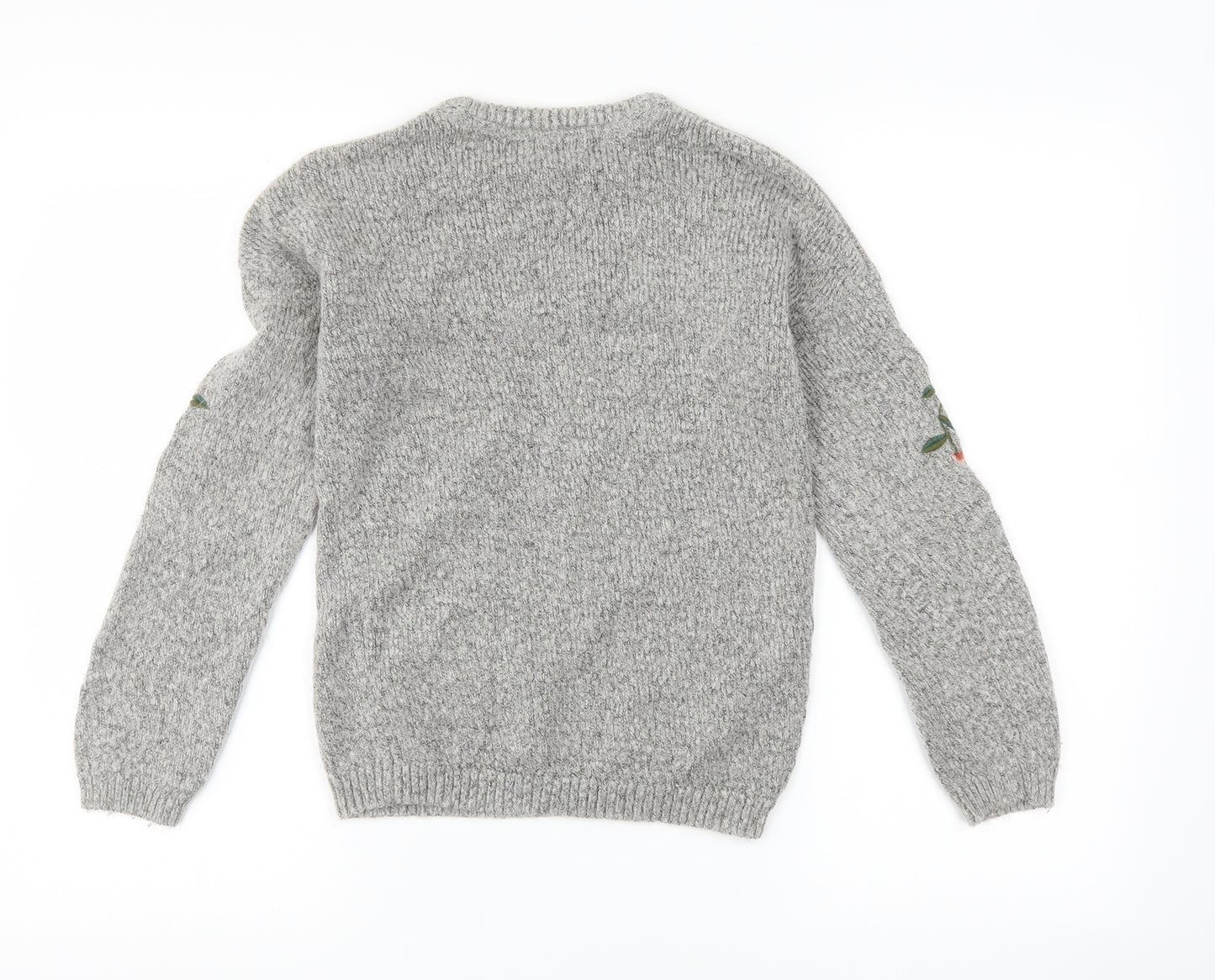 Primark Girls Grey Floral  Pullover Jumper Size 10-11 Years