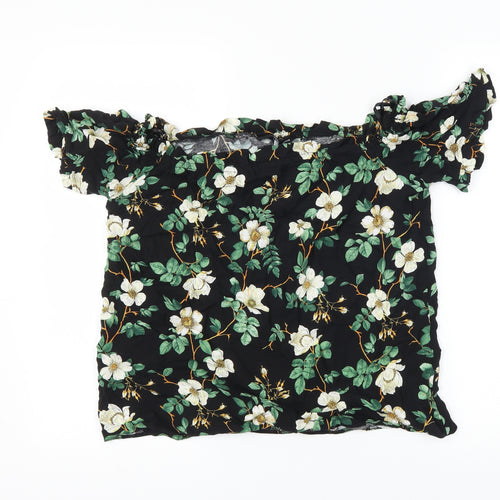 Dorothy Perkins Womens Black Floral  Basic T-Shirt Size 12