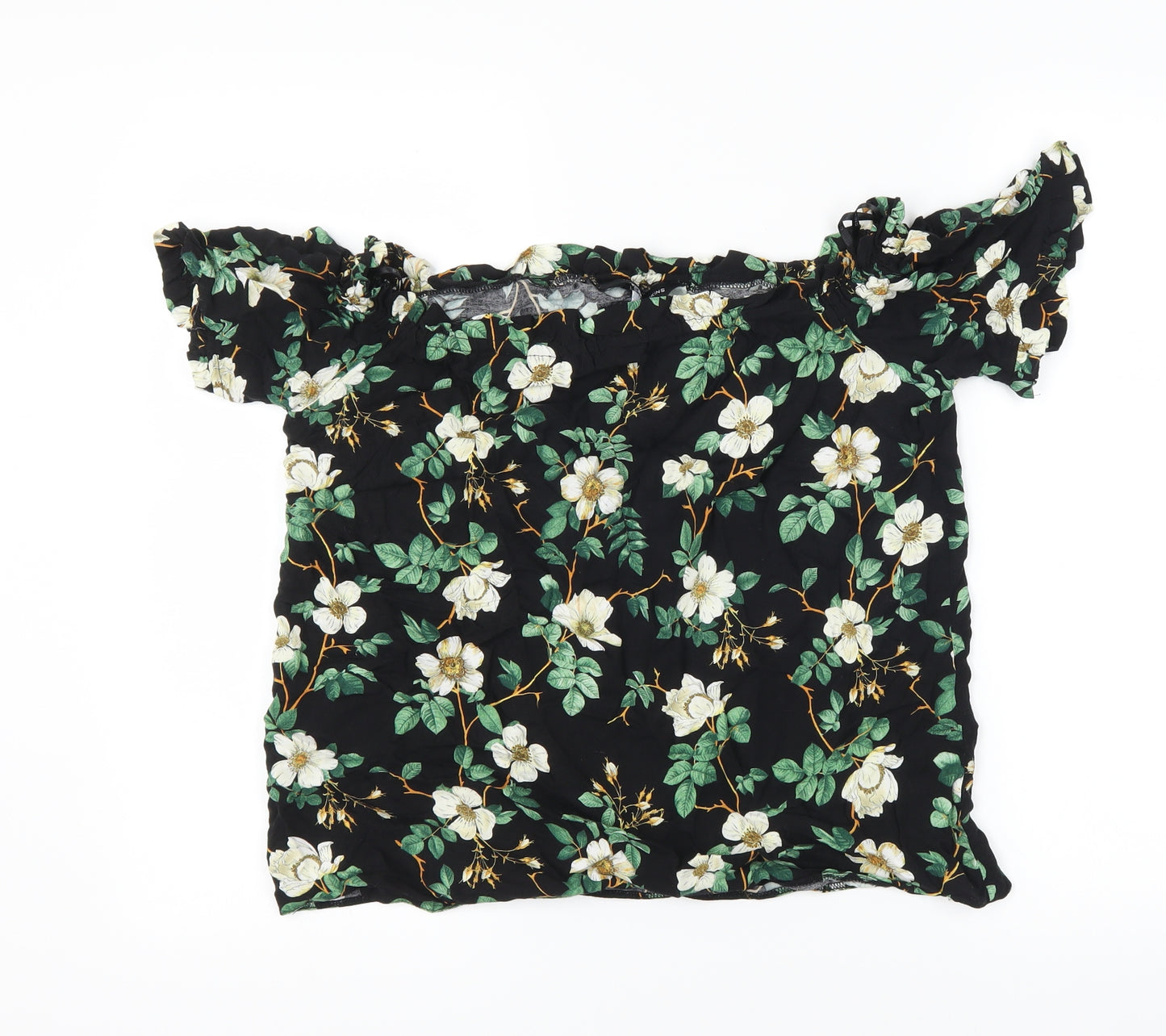 Dorothy Perkins Womens Black Floral  Basic T-Shirt Size 12