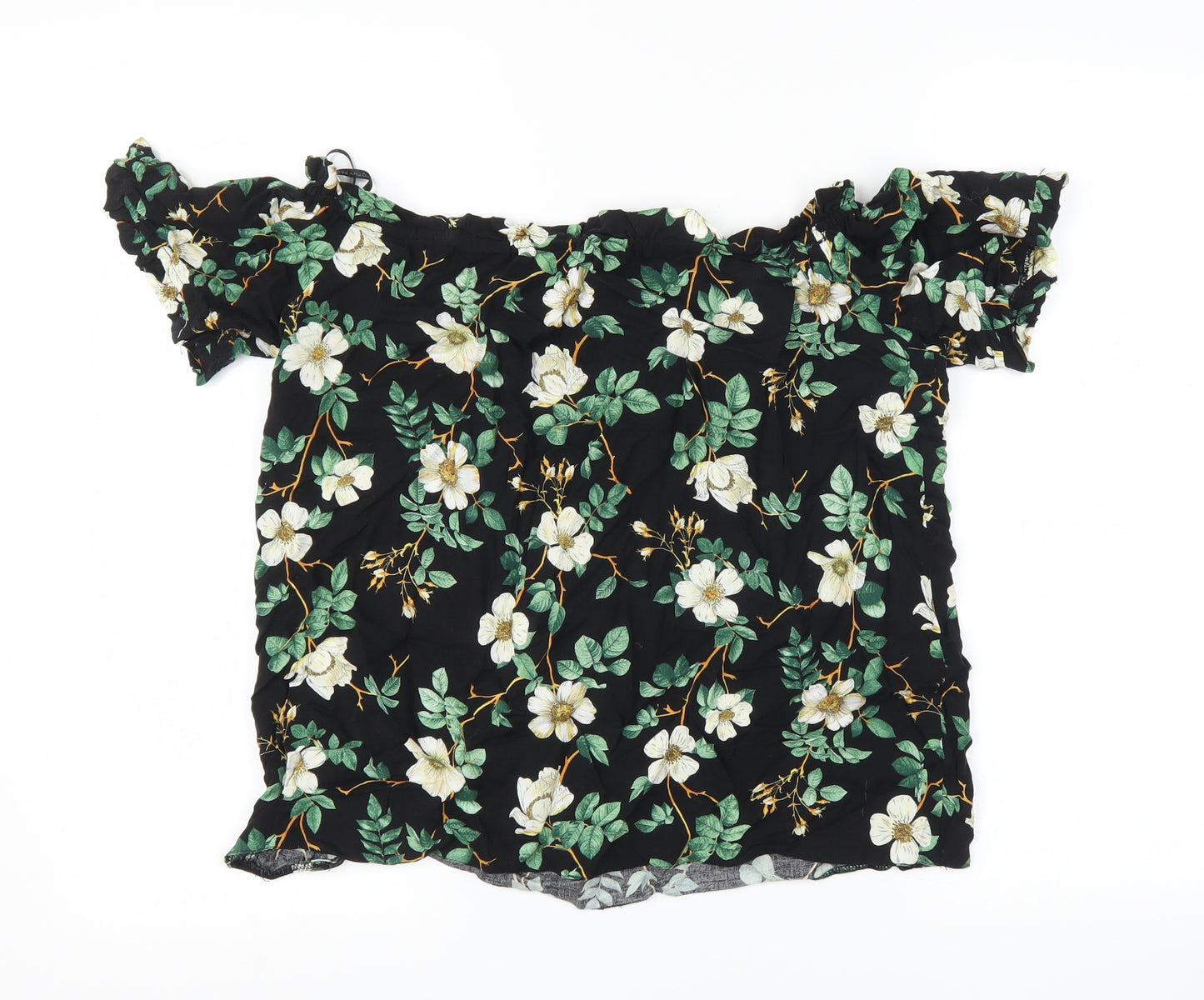 Dorothy Perkins Womens Black Floral  Basic T-Shirt Size 12