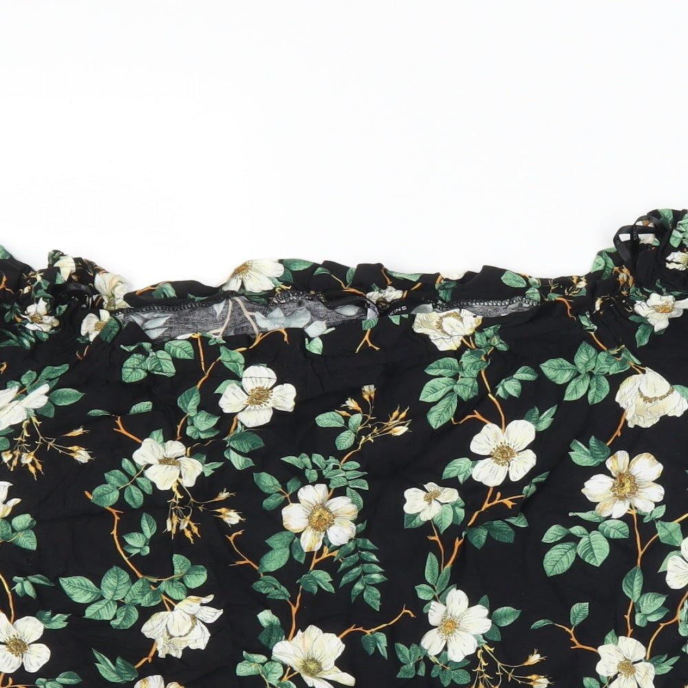 Dorothy Perkins Womens Black Floral  Basic T-Shirt Size 12
