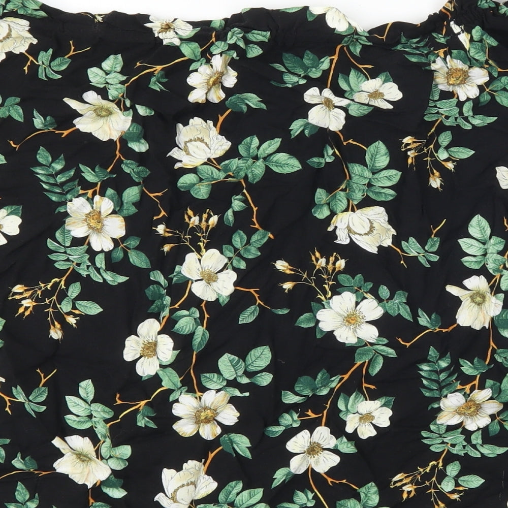 Dorothy Perkins Womens Black Floral  Basic T-Shirt Size 12