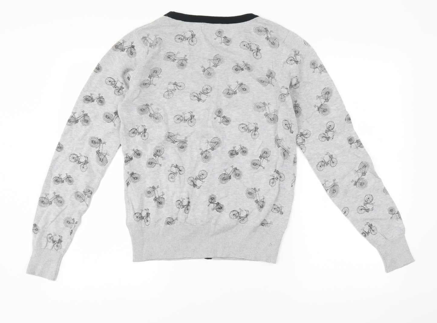 F&F Womens Grey   Cardigan Jumper Size 12  - Bicycle print