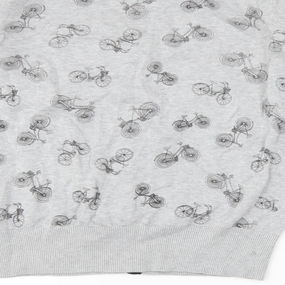 F&F Womens Grey   Cardigan Jumper Size 12  - Bicycle print