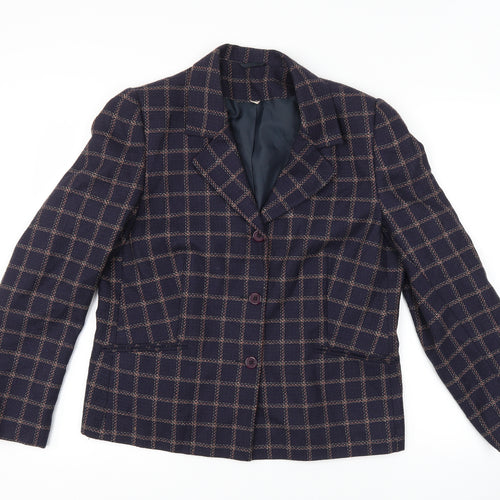 EWM Womens Blue Check  Jacket Suit Jacket Size 14