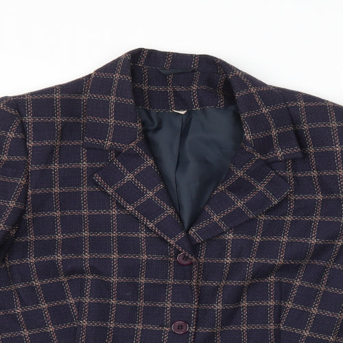 EWM Womens Blue Check  Jacket Suit Jacket Size 14