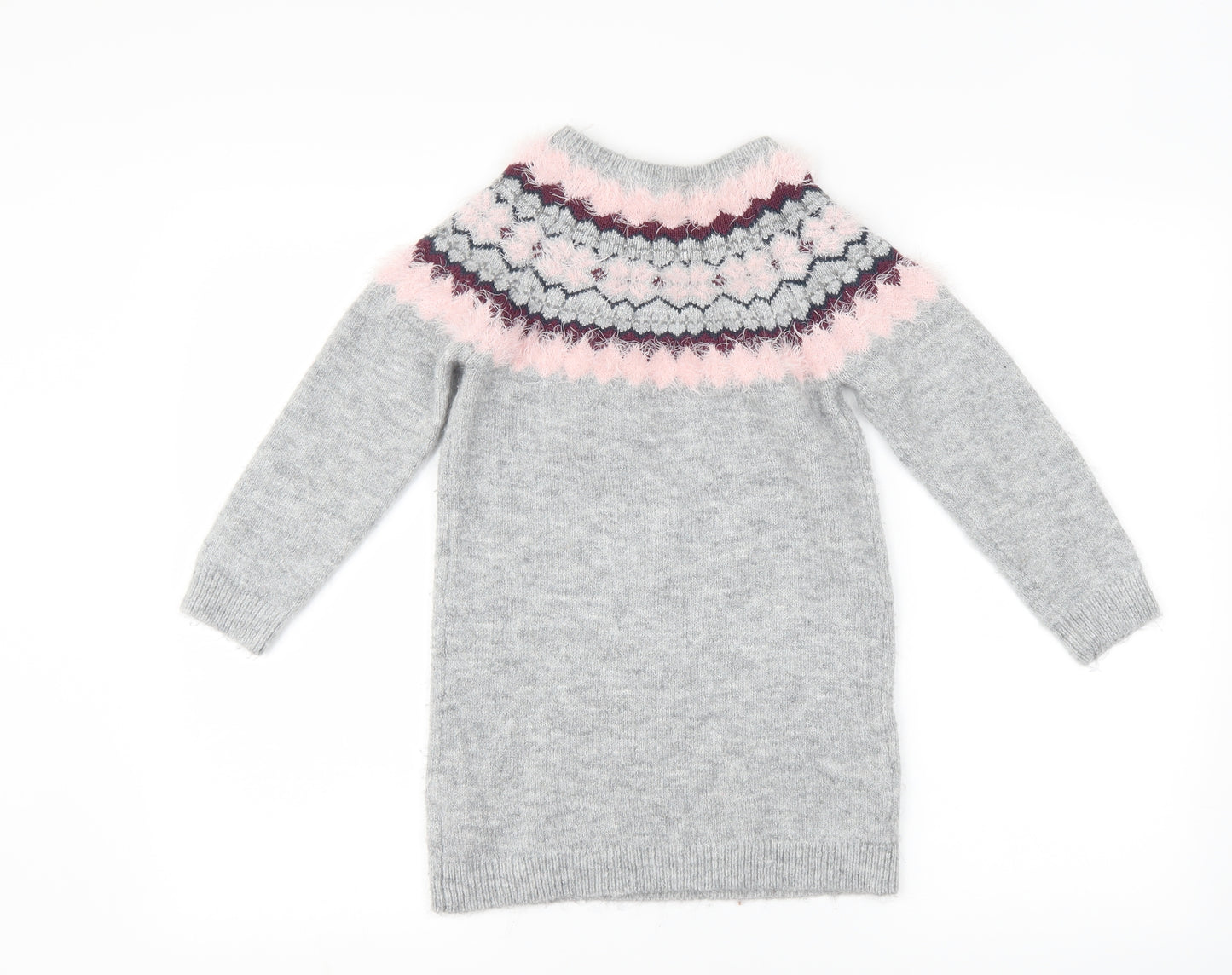 Primark Girls Grey Geometric  Jumper Dress  Size 7-8 Years
