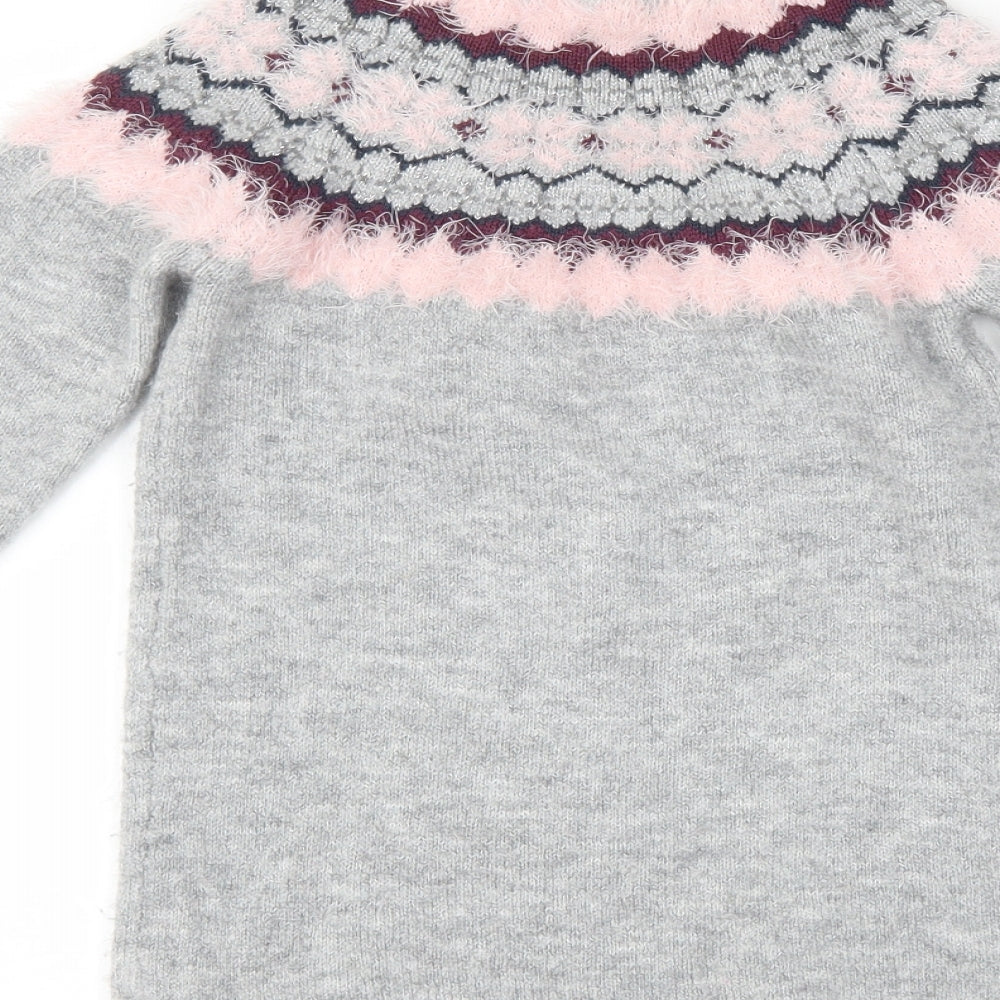 Primark Girls Grey Geometric  Jumper Dress  Size 7-8 Years