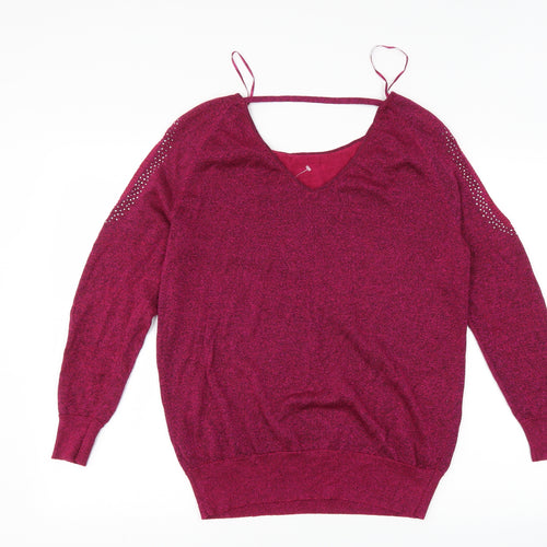 Matalan Womens Pink   Pullover Jumper Size 12  - Cut Out Shoulder