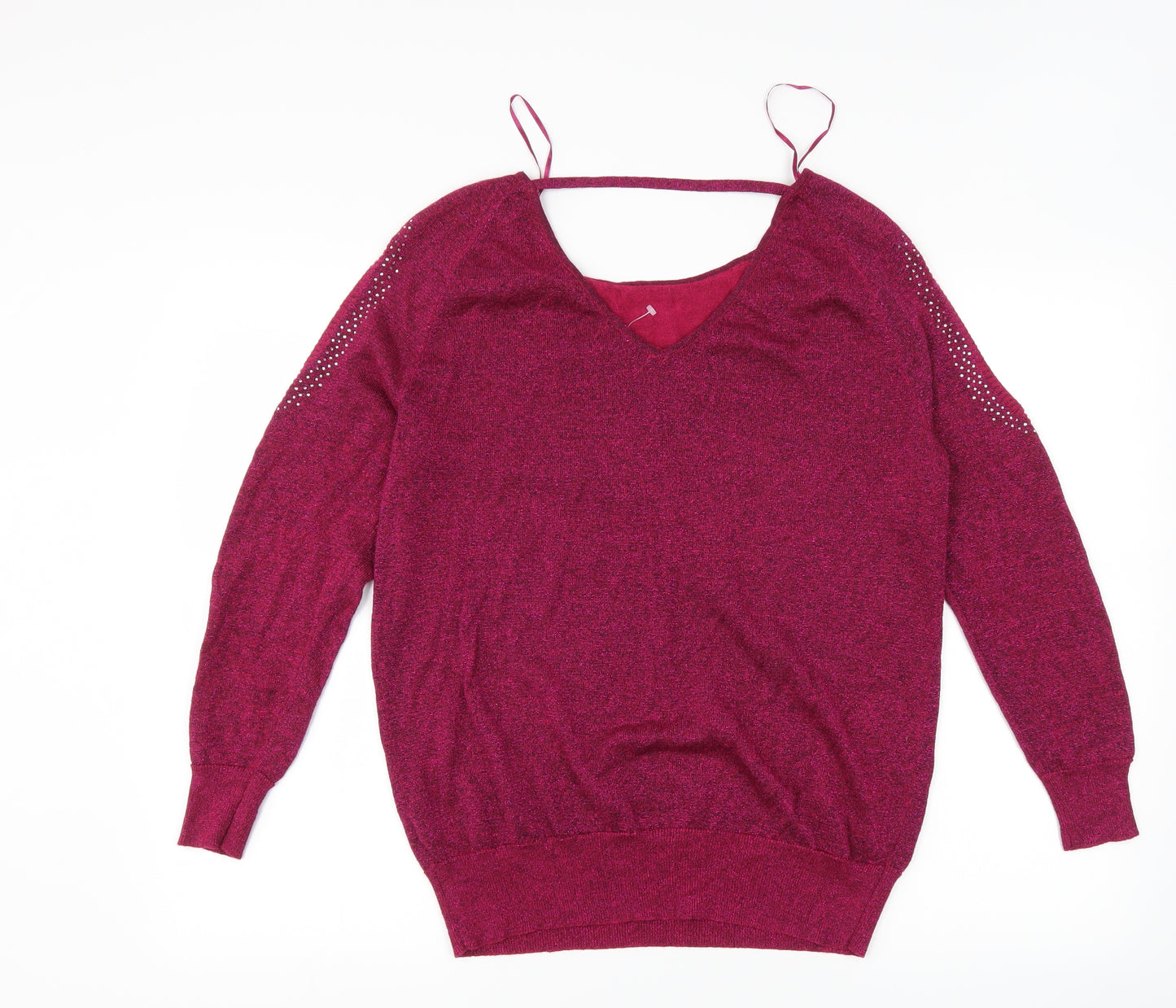 Matalan Womens Pink   Pullover Jumper Size 12  - Cut Out Shoulder