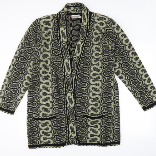 snuggles Womens Black Geometric  Jacket Coatigan Size L