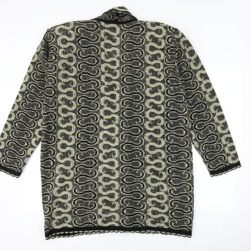 snuggles Womens Black Geometric  Jacket Coatigan Size L