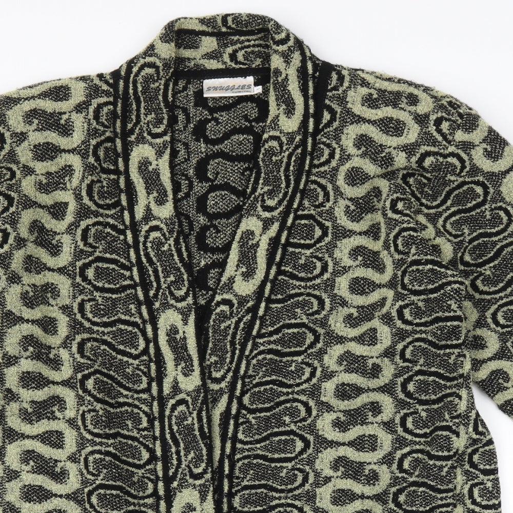 snuggles Womens Black Geometric  Jacket Coatigan Size L