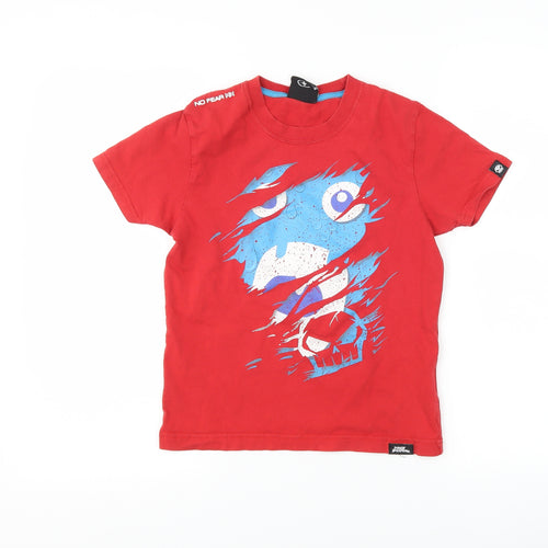 No Fear Boys Red   Basic T-Shirt Size 7-8 Years  - Graphic