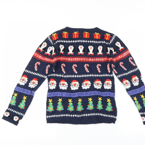 H&M Boys Blue   Pullover Jumper Size 7-8 Years  - Christmas Icons
