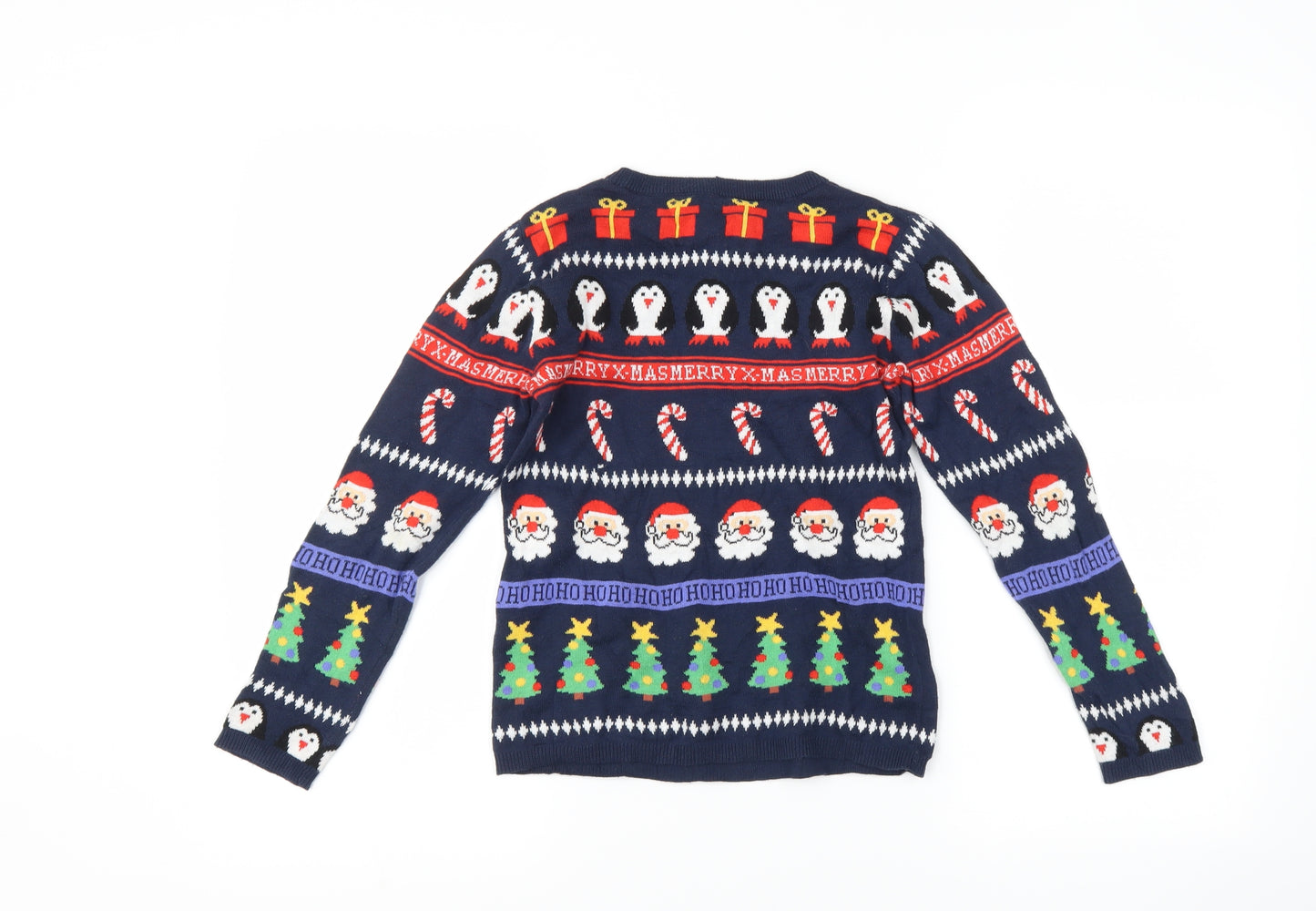 H&M Boys Blue   Pullover Jumper Size 7-8 Years  - Christmas Icons