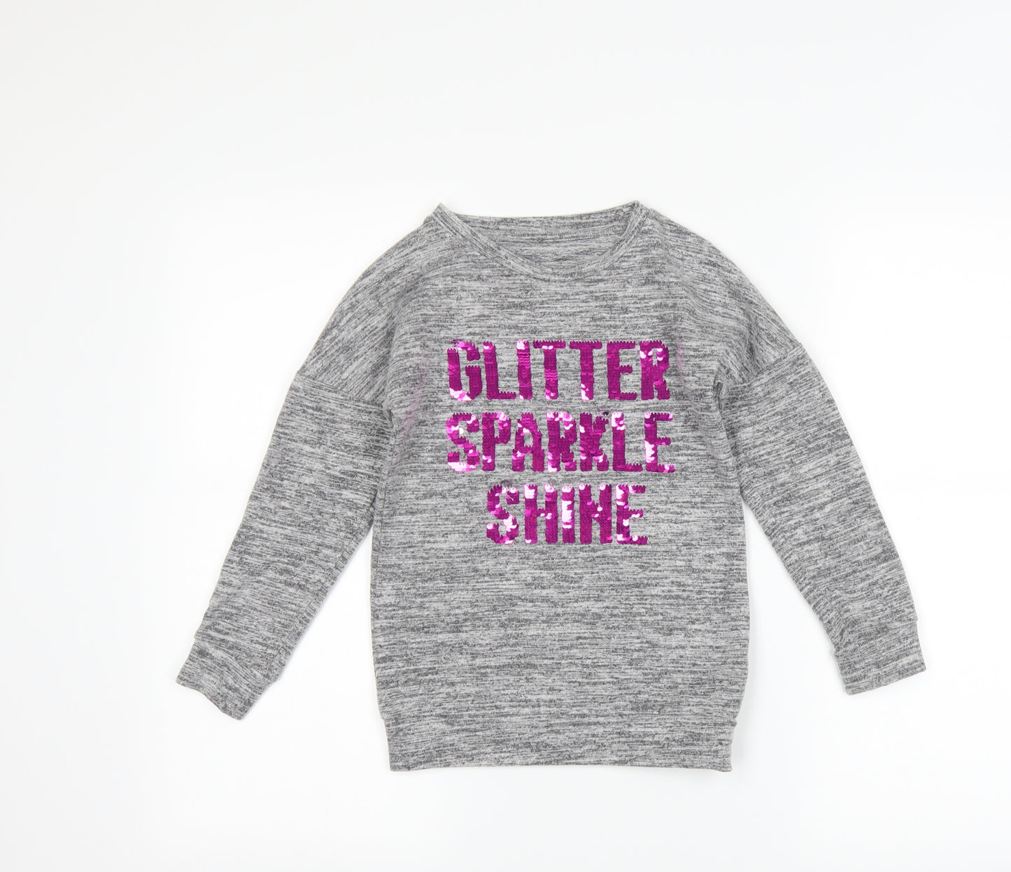 Nutmeg Girls Grey   Pullover Jumper Size 6-7 Years  - slogan