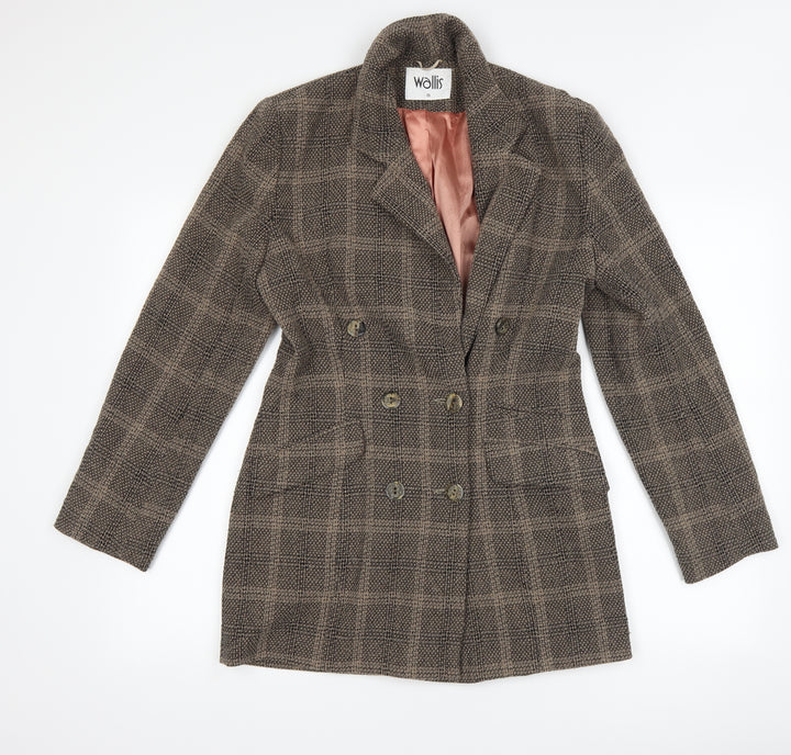 Wallis Womens Brown Check Jacket Suit Jacket Size 8