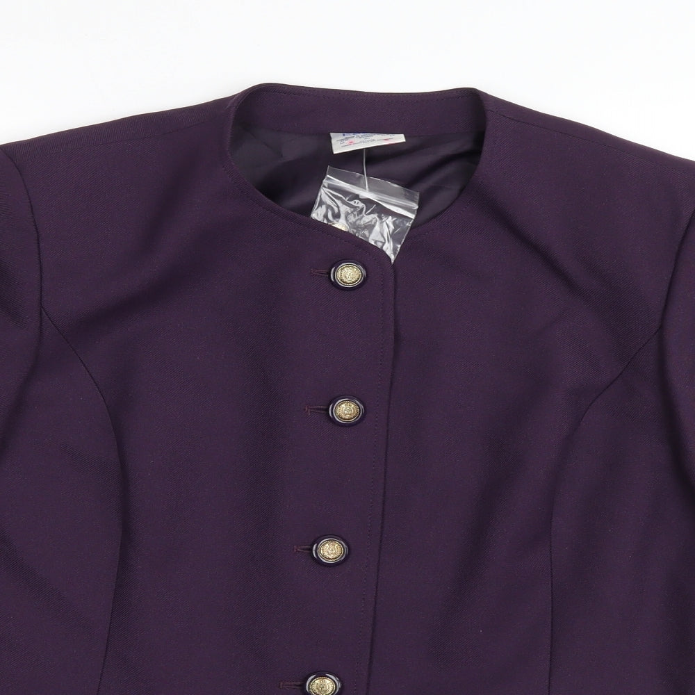 Eastex Womens Purple   Jacket Suit Jacket Size 14  - collarless
