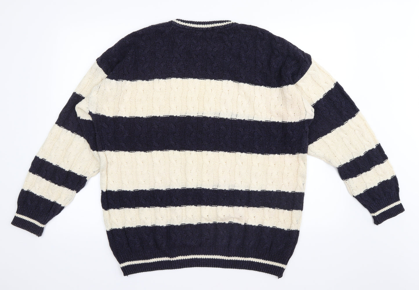 St Micheal Mens Blue Striped  Pullover Jumper Size L