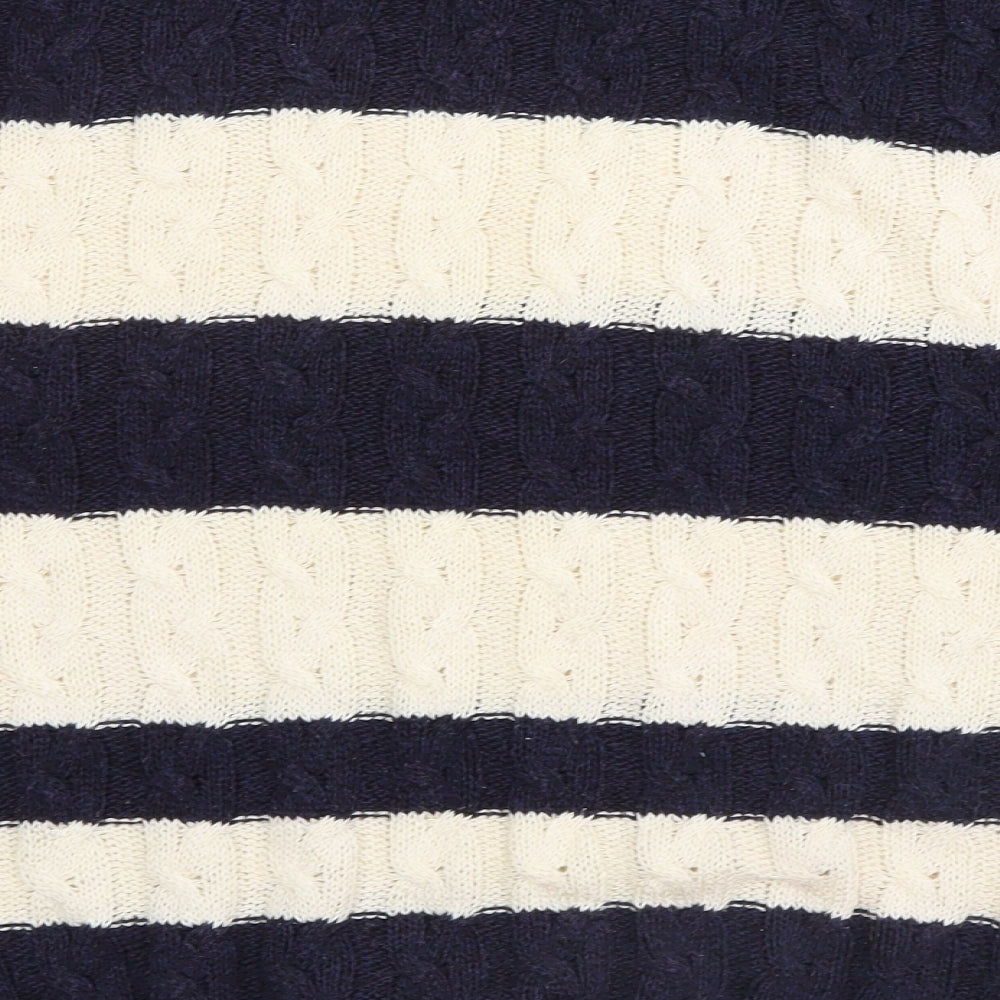 St Micheal Mens Blue Striped  Pullover Jumper Size L