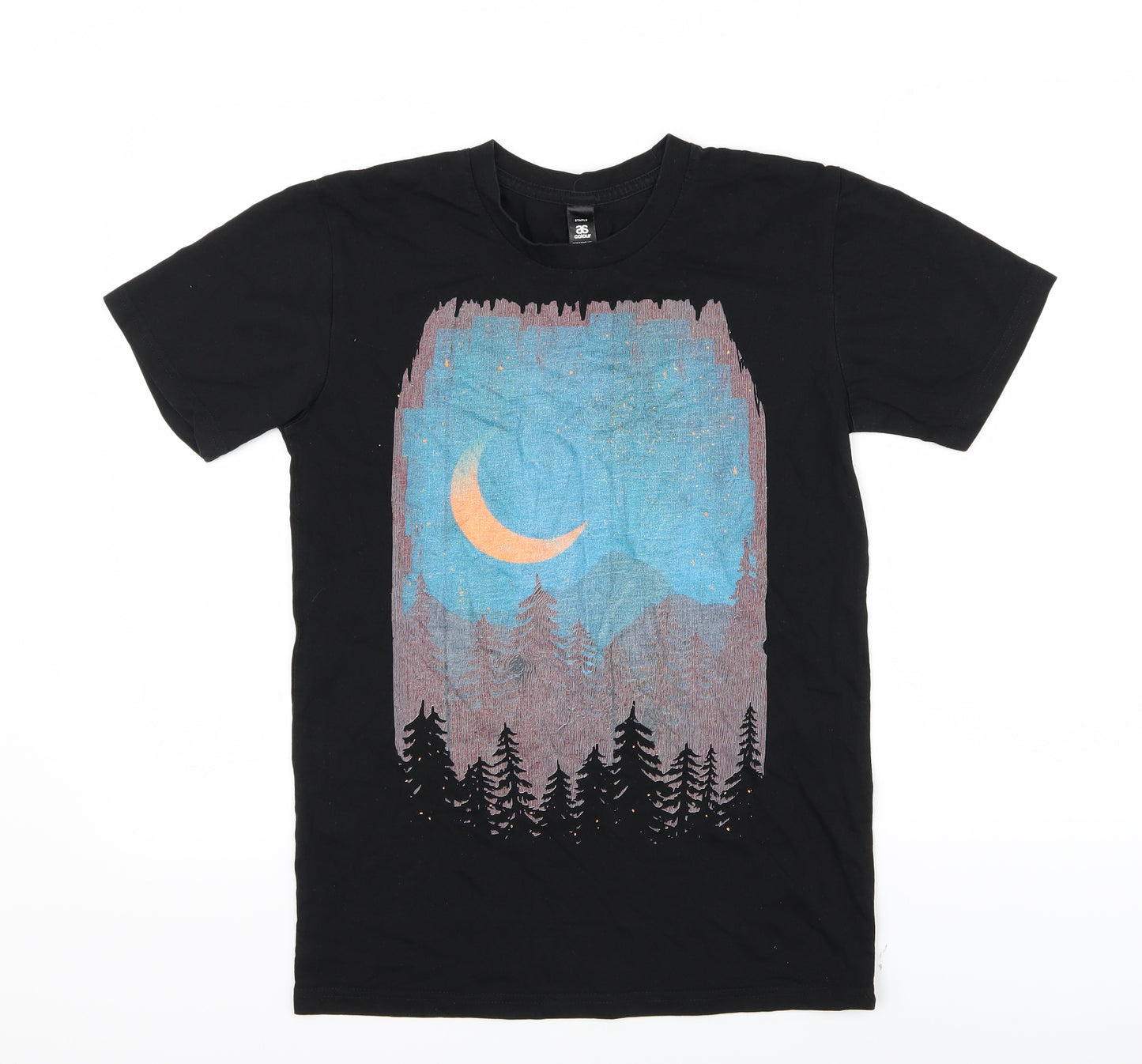 AS Colour Womens Black   Basic T-Shirt Size S  - Moon and Stars