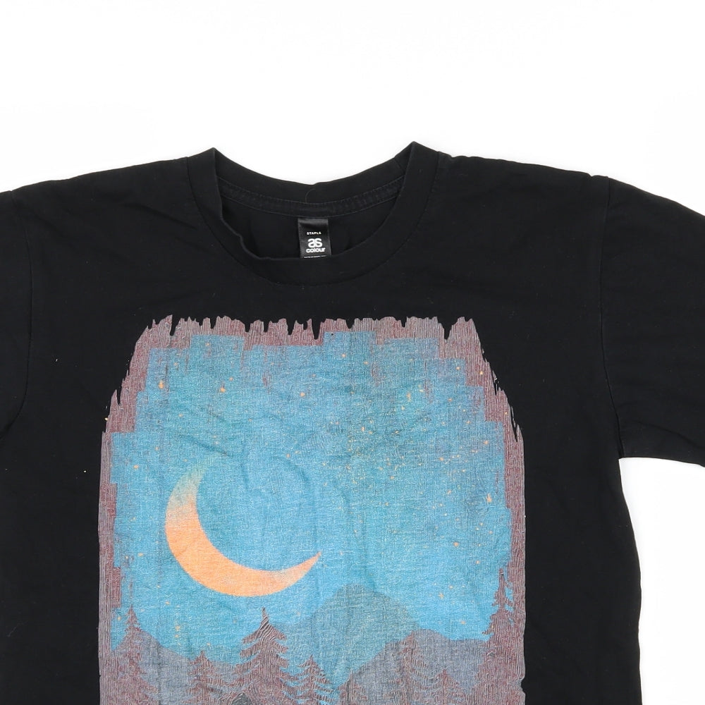 AS Colour Womens Black   Basic T-Shirt Size S  - Moon and Stars