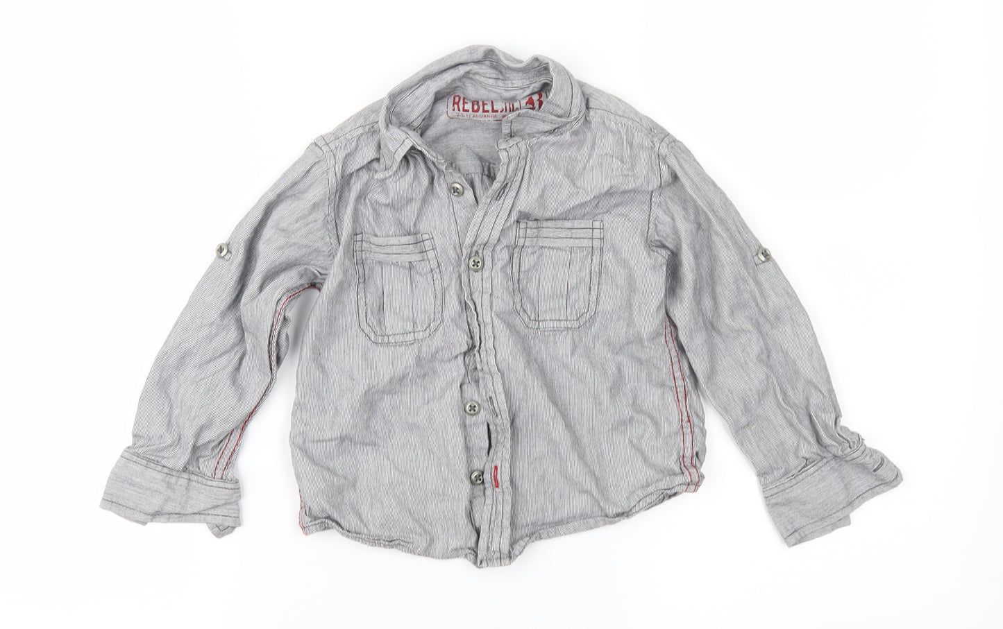 Rebel Boys Grey Striped  Basic Button-Up Size 2-3 Years