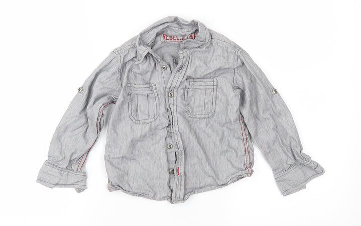 Rebel Boys Grey Striped  Basic Button-Up Size 2-3 Years