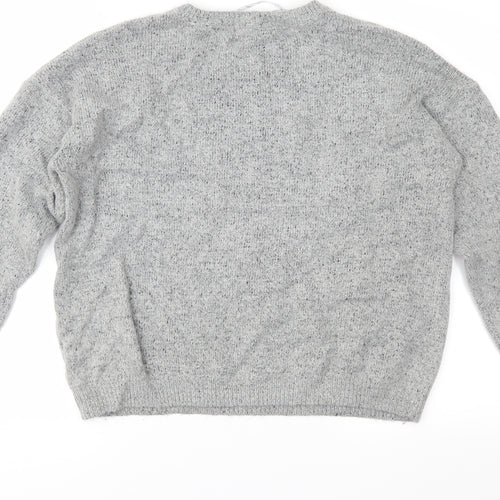 Primark Womens Grey Fair Isle Knit Pullover Jumper Size L  - Xmas Dog