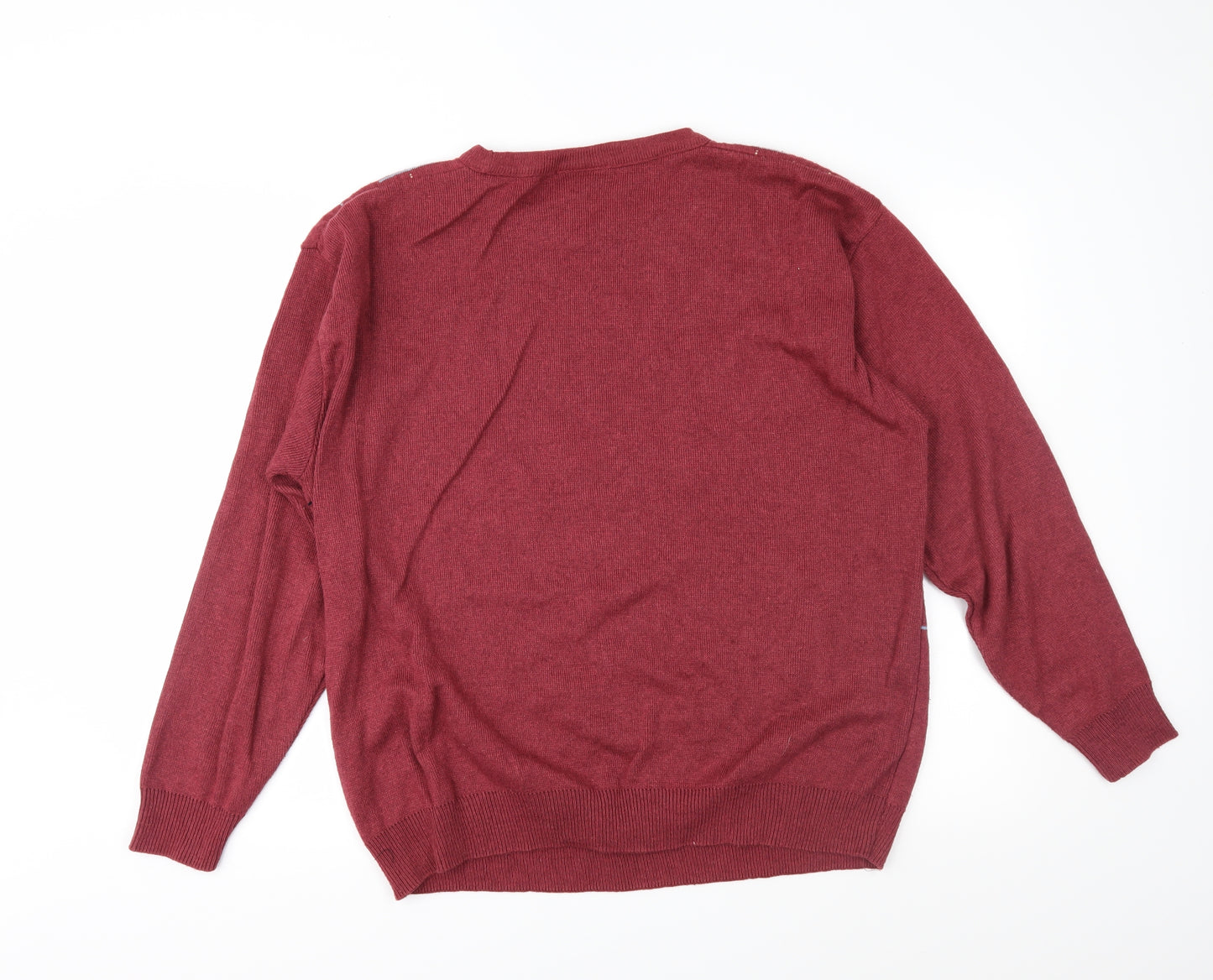 Winterbeck Mens Red Geometric Knit Pullover Jumper Size 2XL