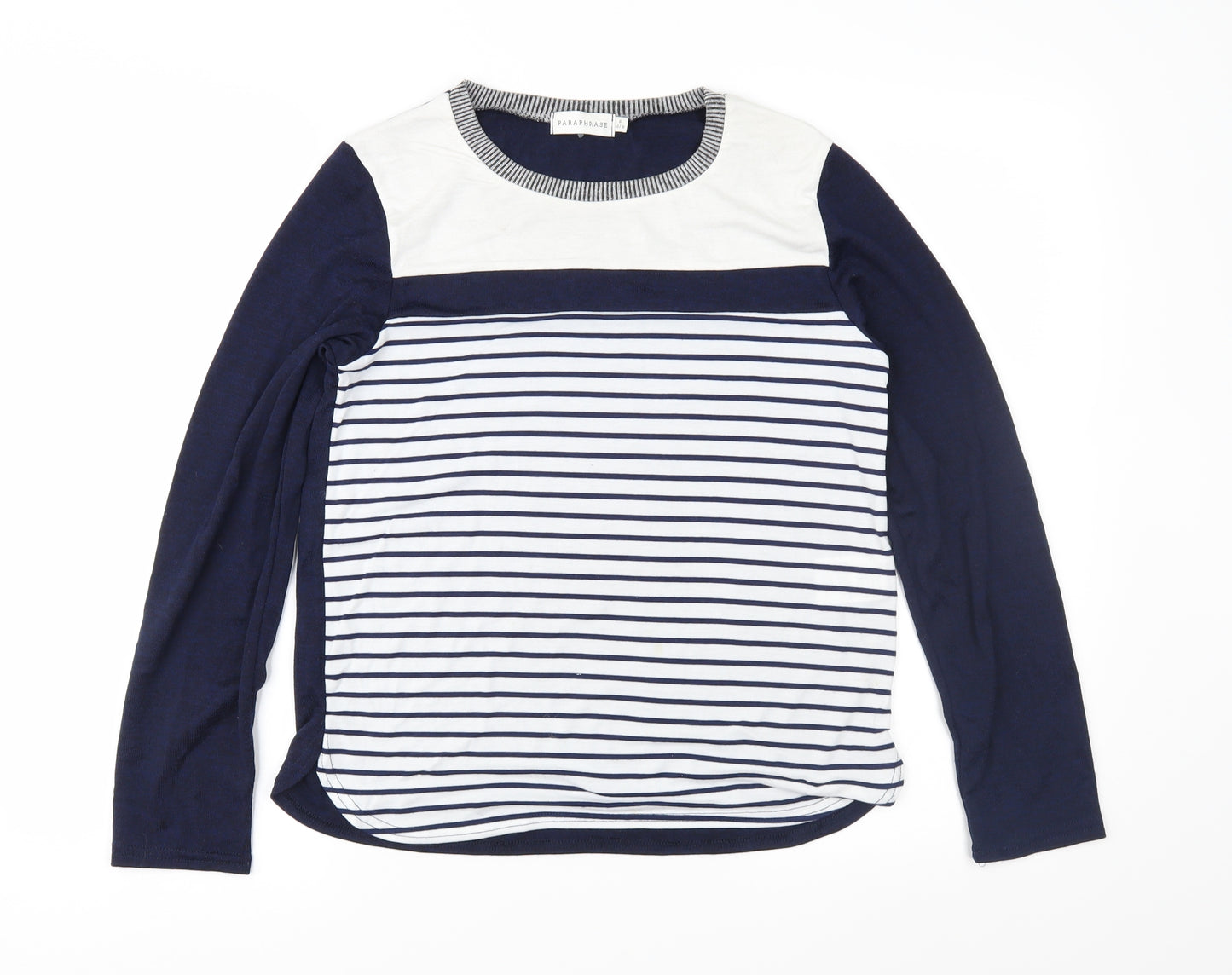 Paraphrase Womens Blue Striped Knit Pullover Jumper Size 10